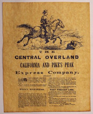 Pony Express antiqued parchment replica document